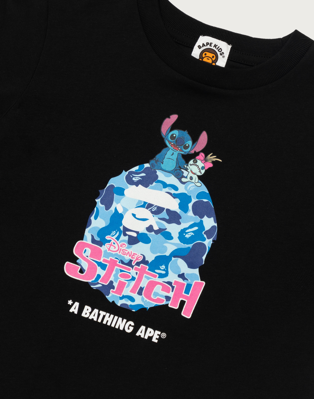 BAPE X DISNEY STITCH ABC CAMO APE HEAD TEE KIDS