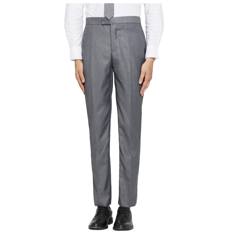 Thom Browne Style Men's Casual Trousers - 100% Wool with Adjustable Backstrap with Signature Four-Bar...