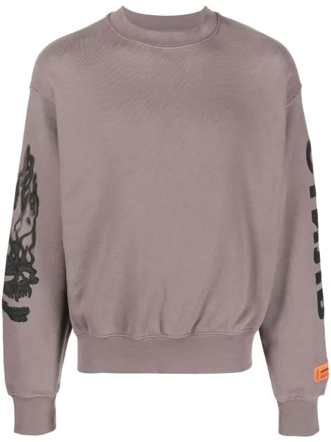 Heron Preston flaming skull sweatshirt