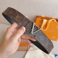 LOUIS VUITTON LV 25S BELT 40 MM IN BROWN CALFSKIN 593207