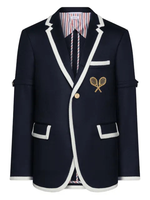 Thom Browne zibeline tennis embroidery sportcoat with armbands