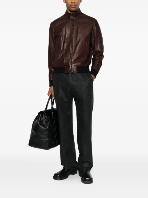 Tagliatore Ice pebbled leather jacket