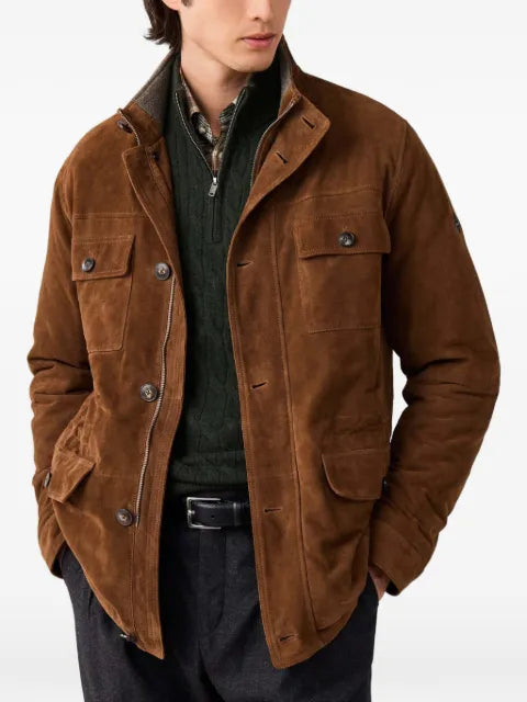 Hackett London multi-pocket leather jacket