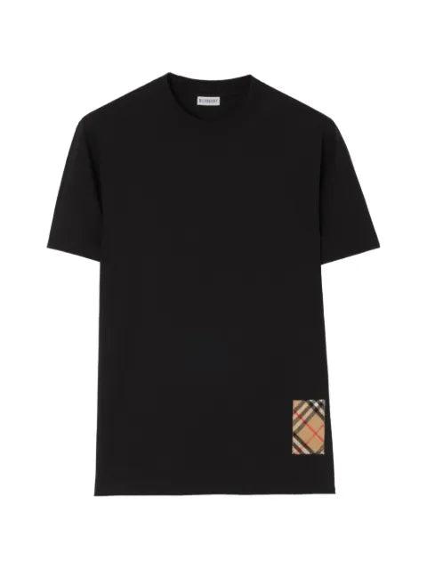 Burberry Check cashmere-patch cotton T-shirt