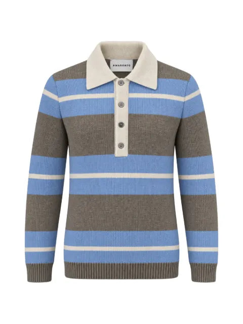 AMARANTO  striped polo-collar sweater