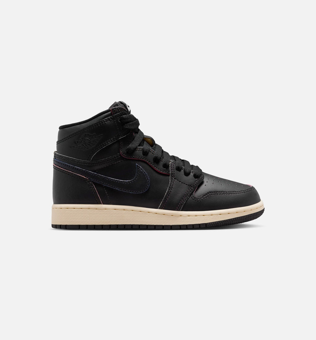 Air Jordan 1 Retro High OG Big Kids' Lifestyle Shoes - Black/Muslin