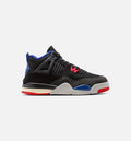 Air Jordan 4 Retro Rare Air Preschool Lifestyle Shoes - Black / Fire Red / Deep Royal Blue