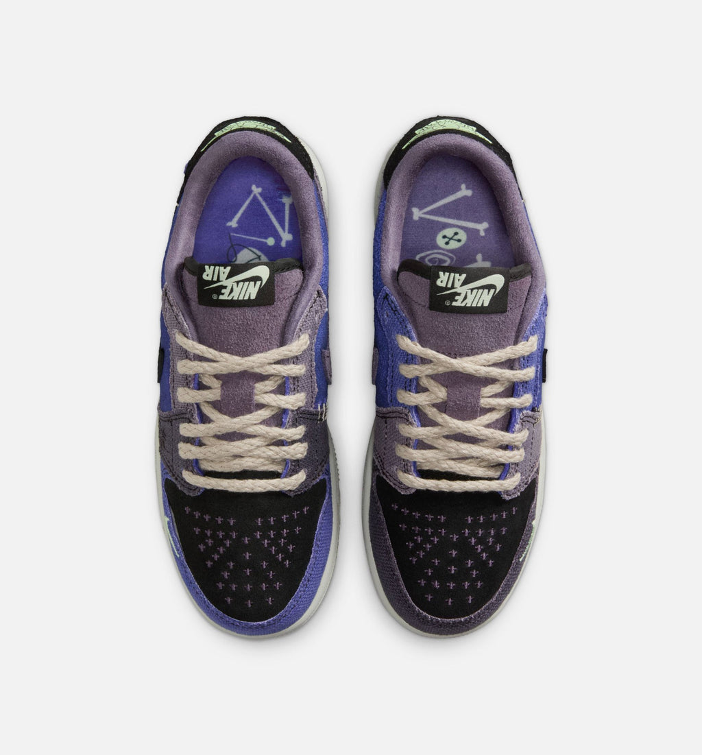 Air Jordan 1 Low OG Grade School Sneakers - Purple / Green / Black / Silver