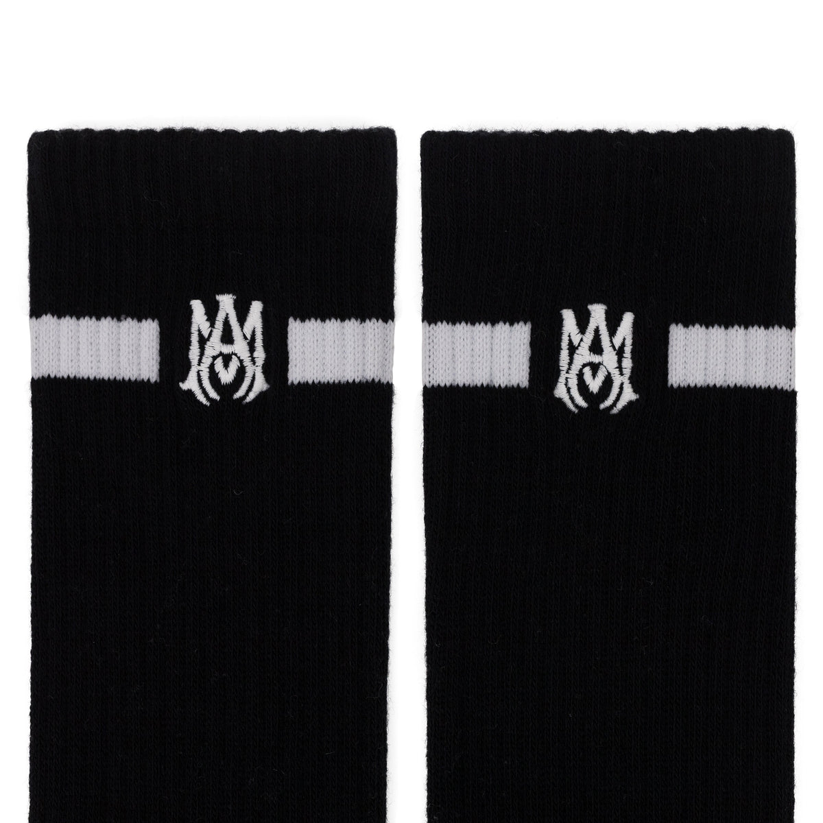 Black/White MA Embroidery Patch Socks