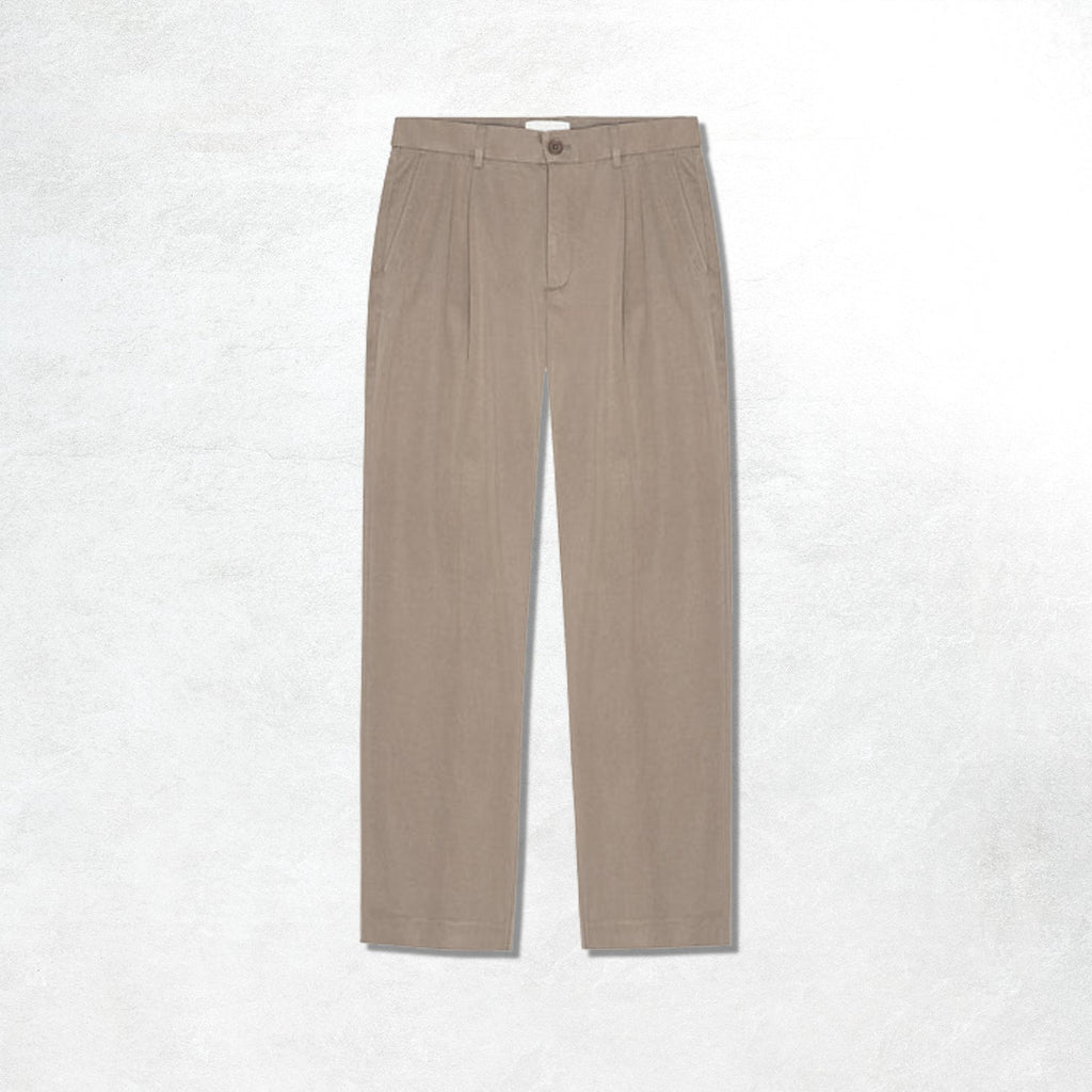Les Deux Reece Pleated Twill Suit Pants: Walnut Brown