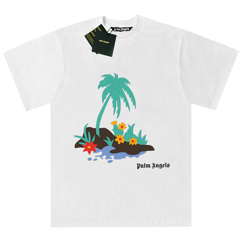 Palm Angels Graphic Print Tee Loose Crew Neck Streetwear T-Shirt