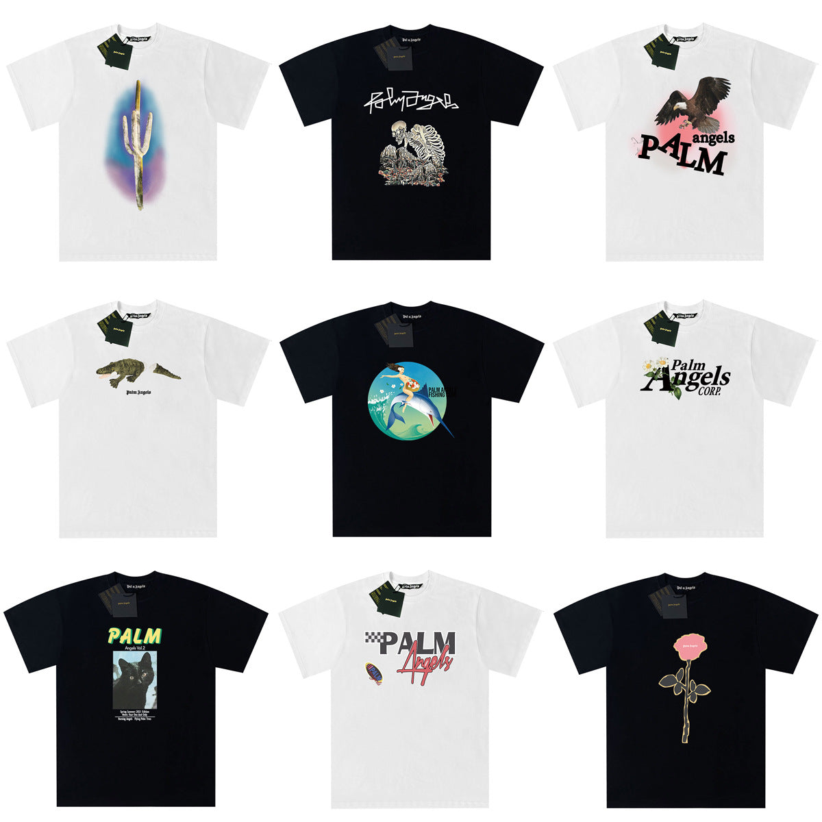Palm Angels Graphic Print Tee Loose Crew Neck Streetwear T-Shirt