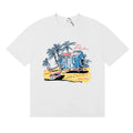 Rhude Tropical Beach Hut Palm Tree Retro White Oversized T‑Shirt