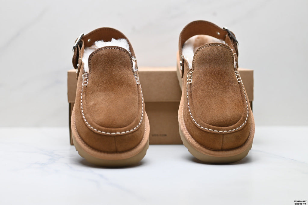 UGG Golden Family Shearling Buckle Clogs