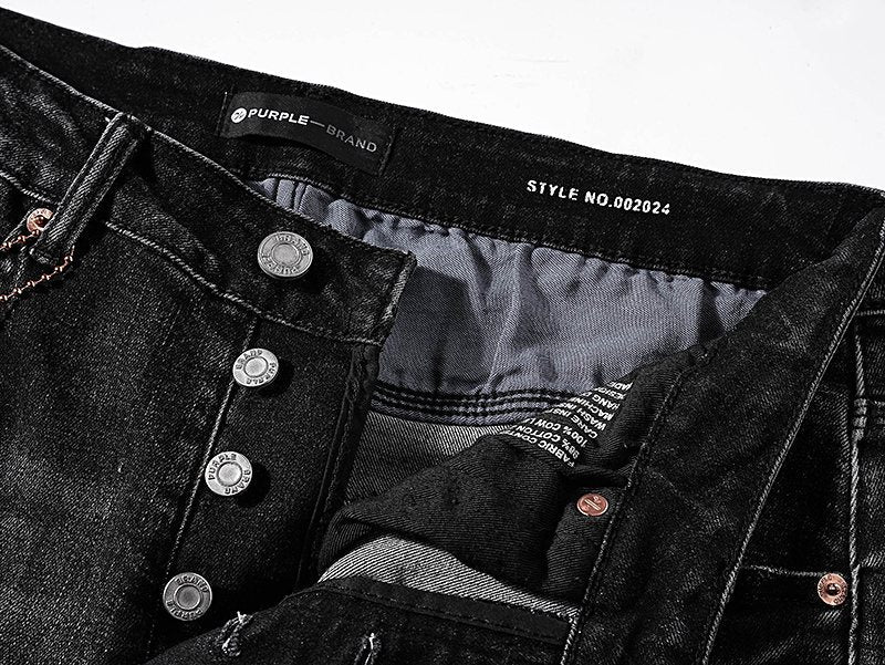 Purple Brand Black Washed Distressed Jeans