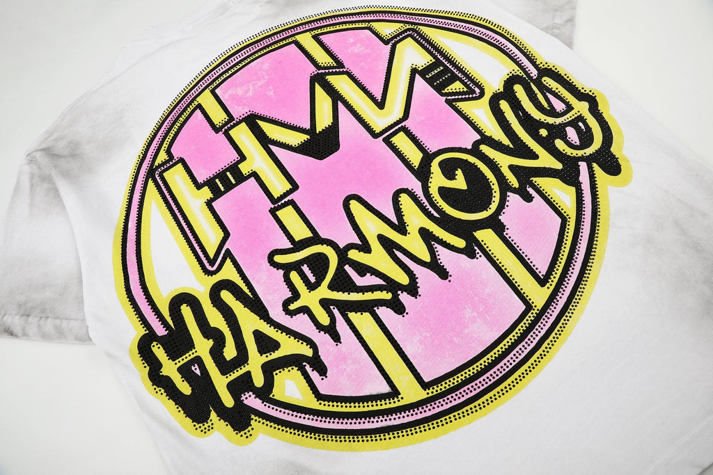 HARMONY Washed White Front & Back Graphic T-Shirt