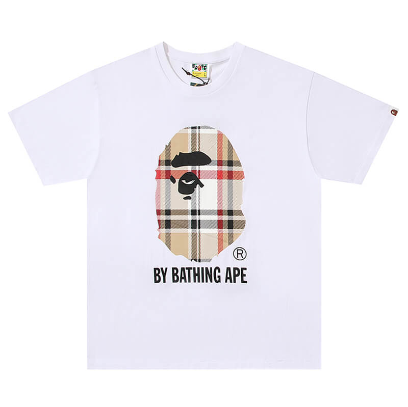 BAPE Plaid Ape Head Men's Graphic T-Shirt - Black