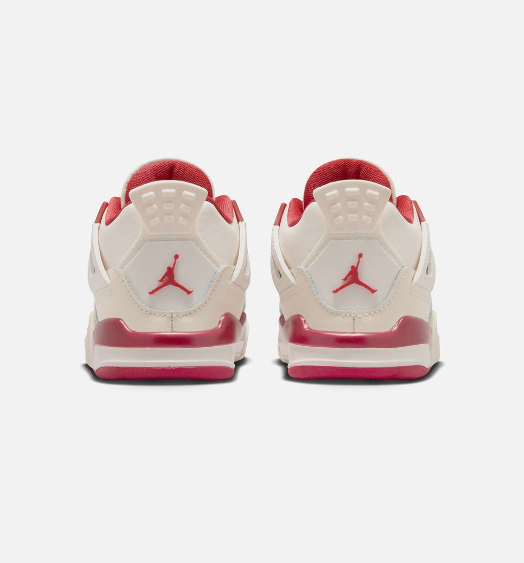 Air Jordan 4 Retro Valentine's Day Infant & Toddler Sneakers - Pale Ivory / Sierra Red / Tough Red