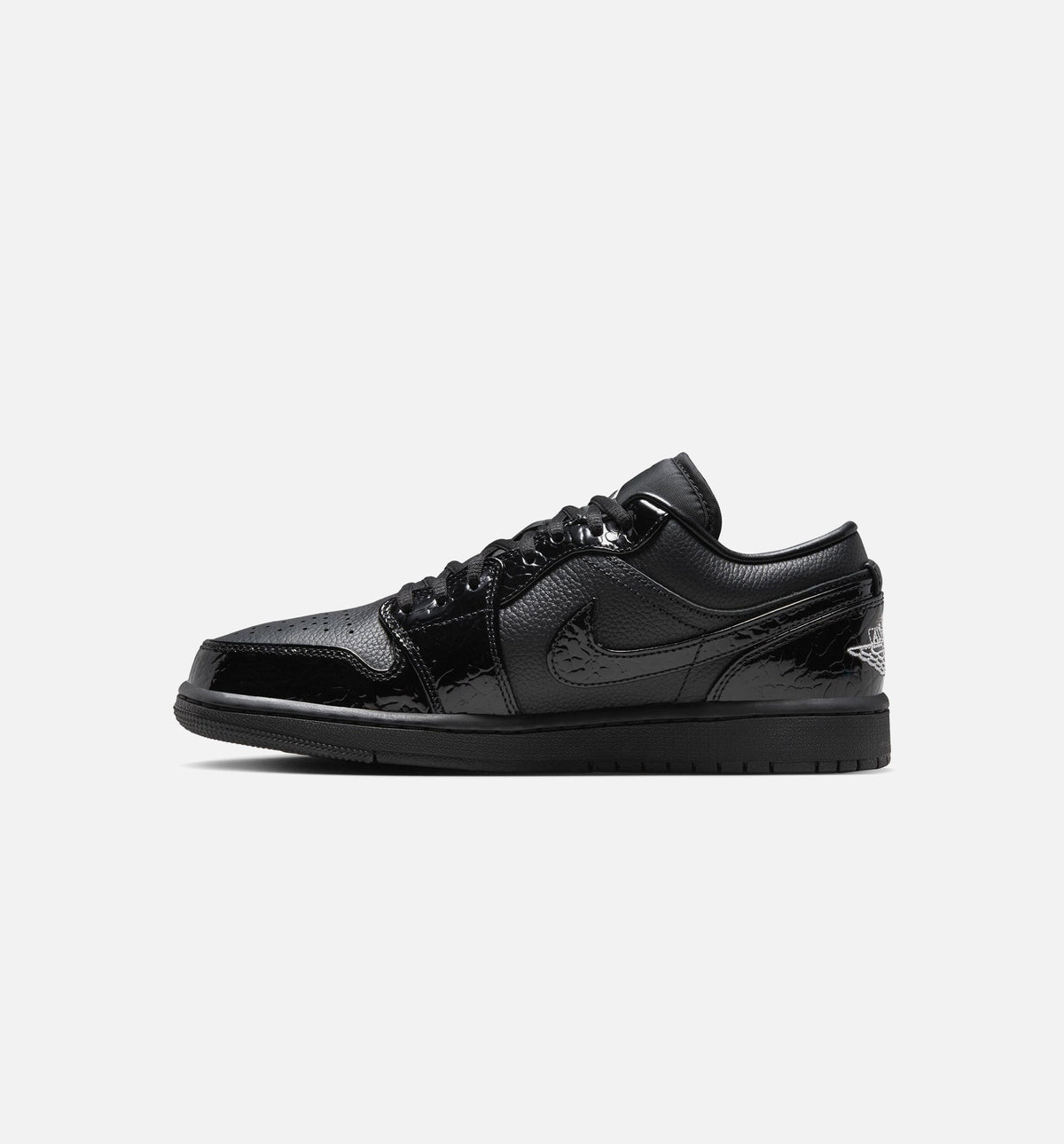 Air Jordan 1 Low "Patent Elephant" Women's Lifestyle Shoes - Black / White / Metallic Silver