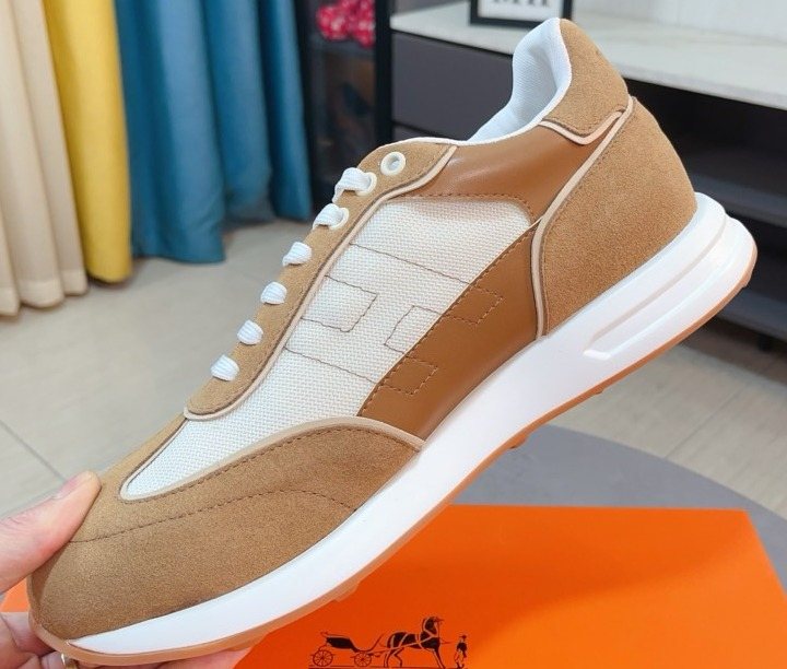 Hermès Tan H-Overlay Sneakers