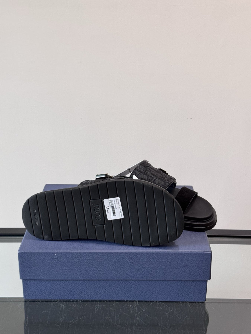 Dior Men's Dark Gray Patterned Slide Sandals
