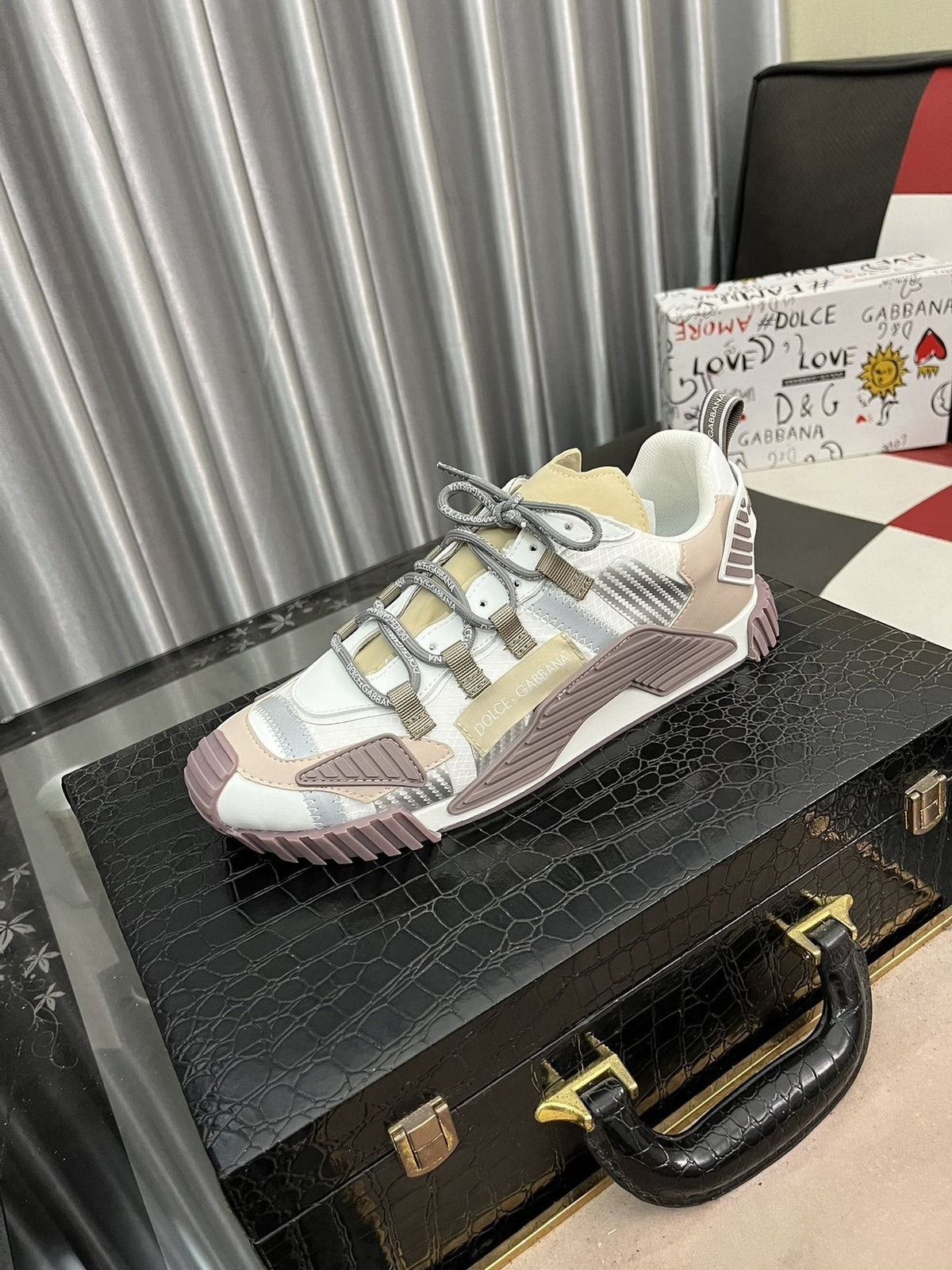 Dolce & Gabbana Cream and Mauve Chunky Sneakers
