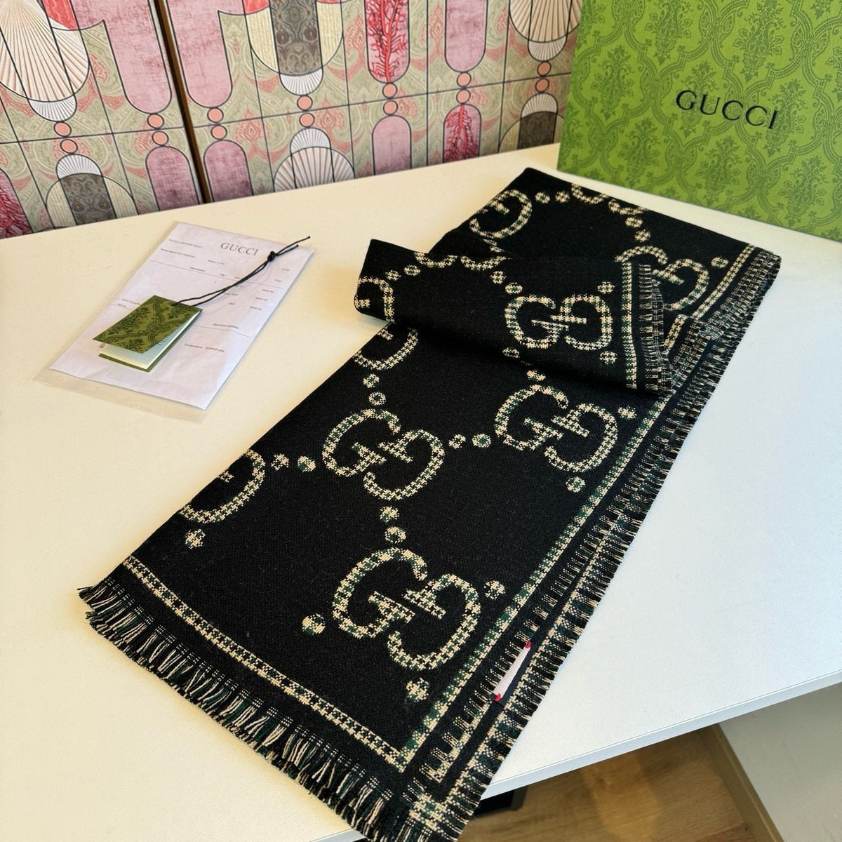 Gucci Fringed Monogram-Style Scarf