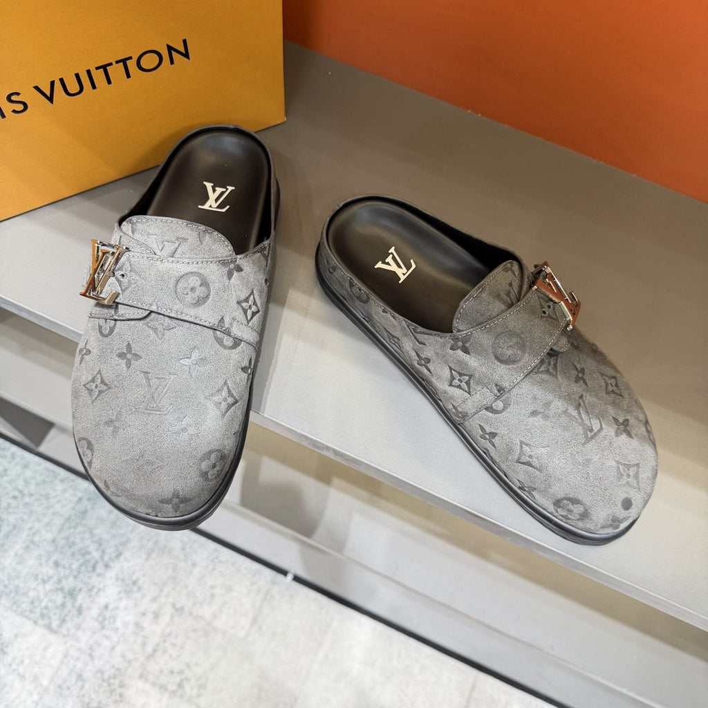Louis Vuitton Embossed Buckle Slide Sandals