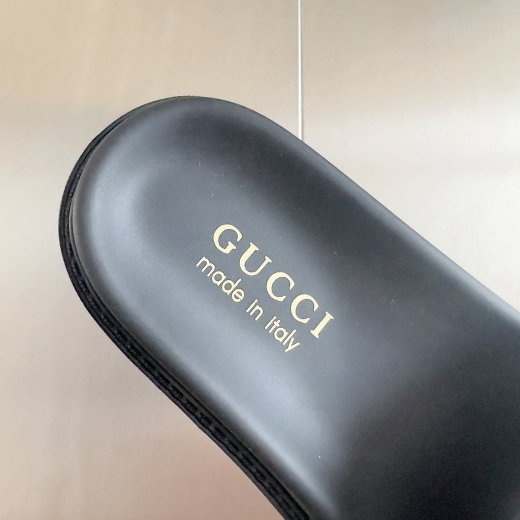 Gucci Beige Monogram Slide Sandals