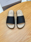 Brunello Cucinelli Textured Strap Slide Sandals