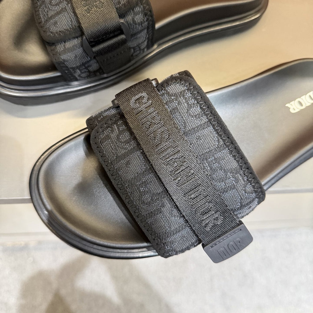 Dior Logo Strap Slide Sandals - Molded Footbed