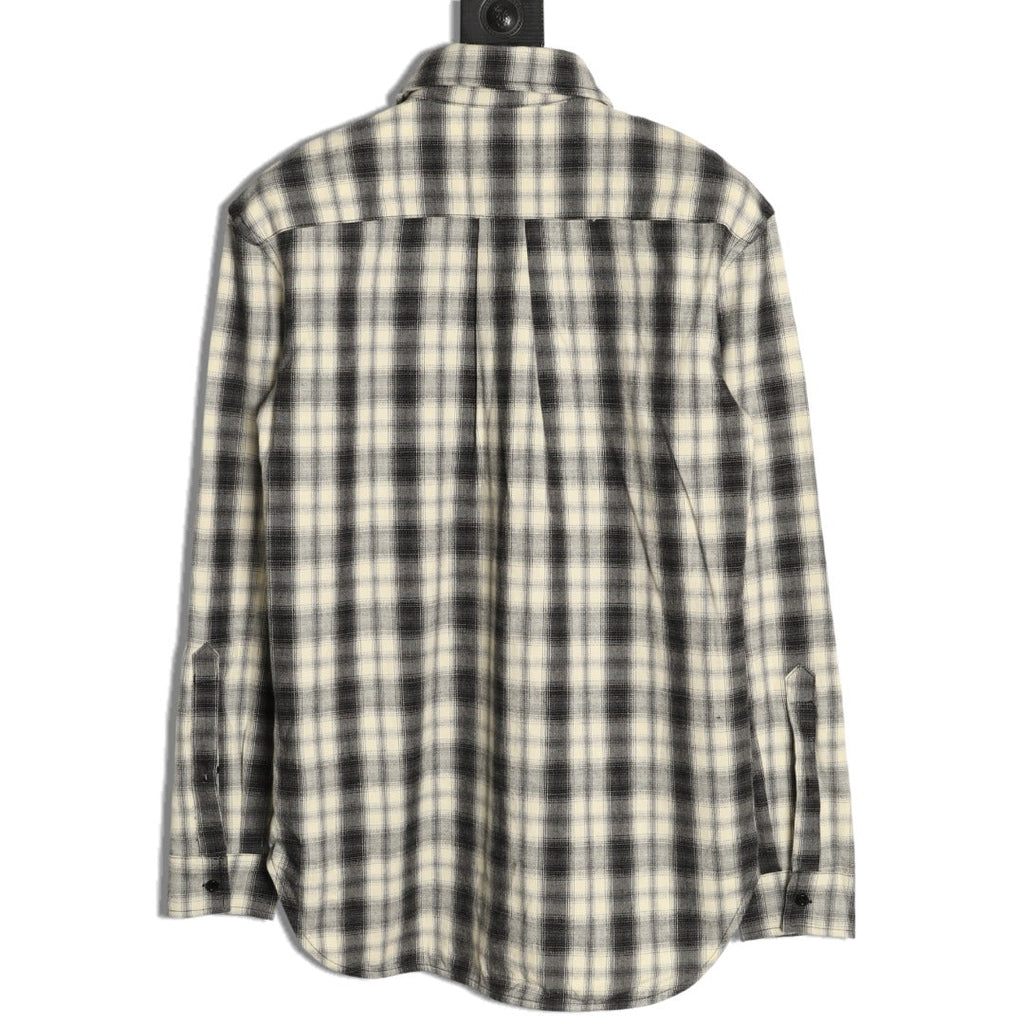 Balenciaga BLCG Embroidered Plaid Long-Sleeve Shirt
